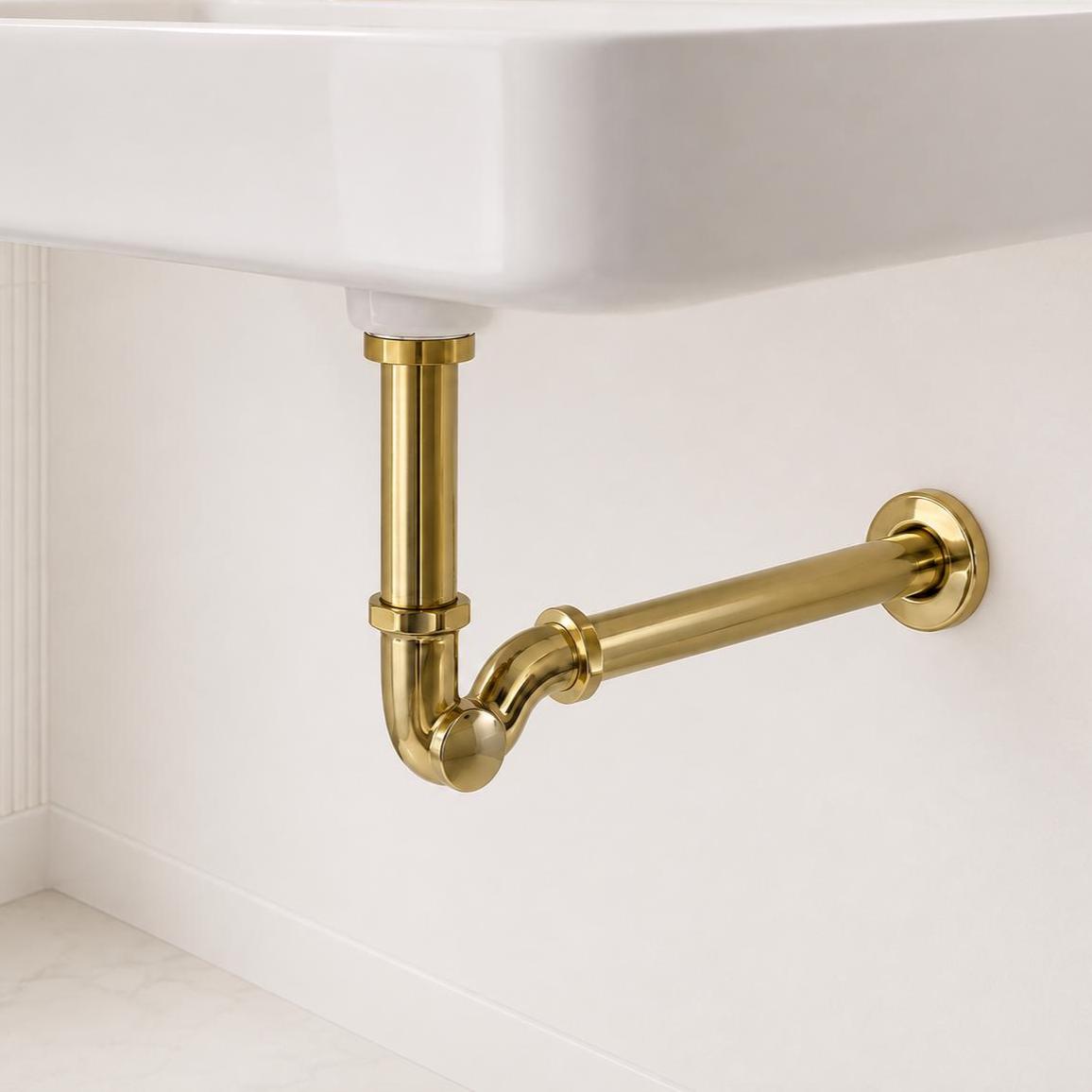 Unlacquered Brass P-Trap Drain Pipe