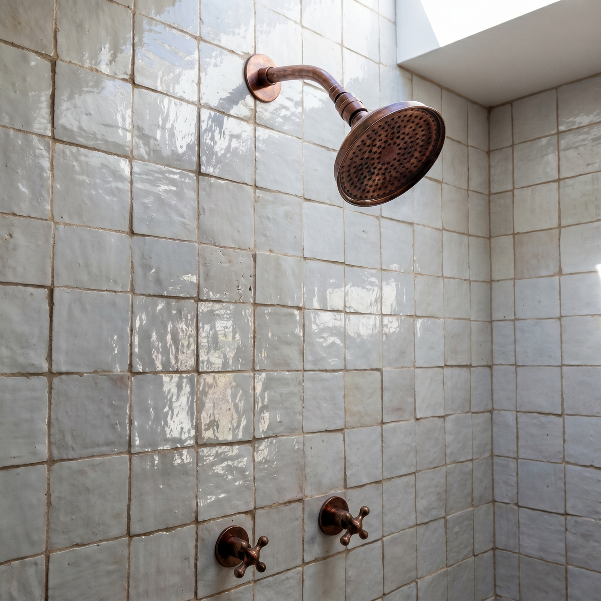 Antique Copper Adjustable Round Rain Shower System — Short arm (ACCSS-009) — shower system overview