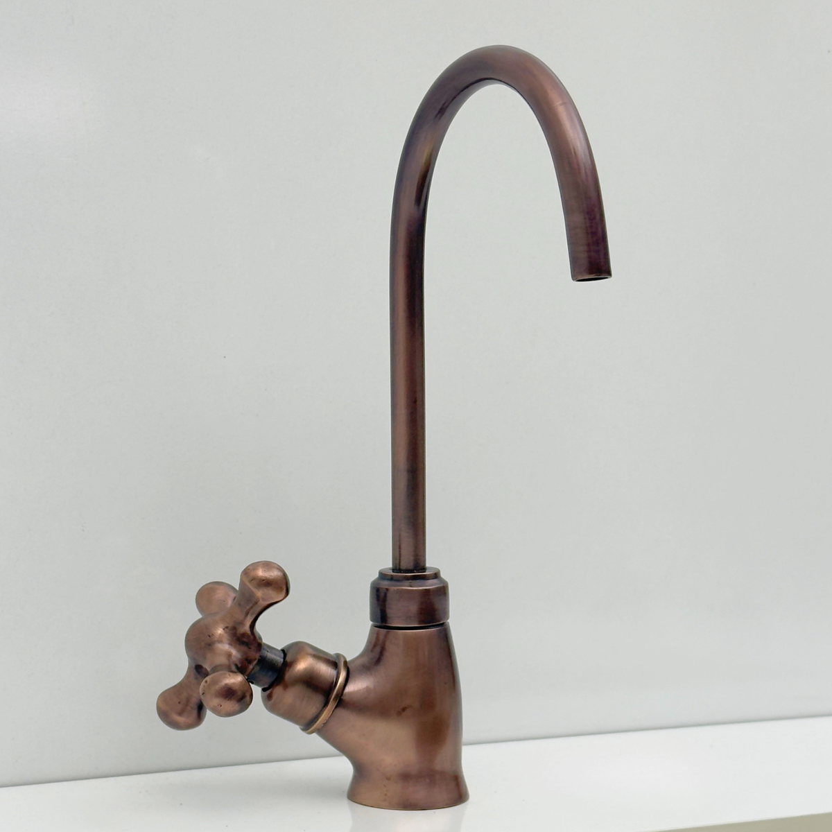 Antique Copper Cold-Water Faucet with Cross Handles – alternate view 2