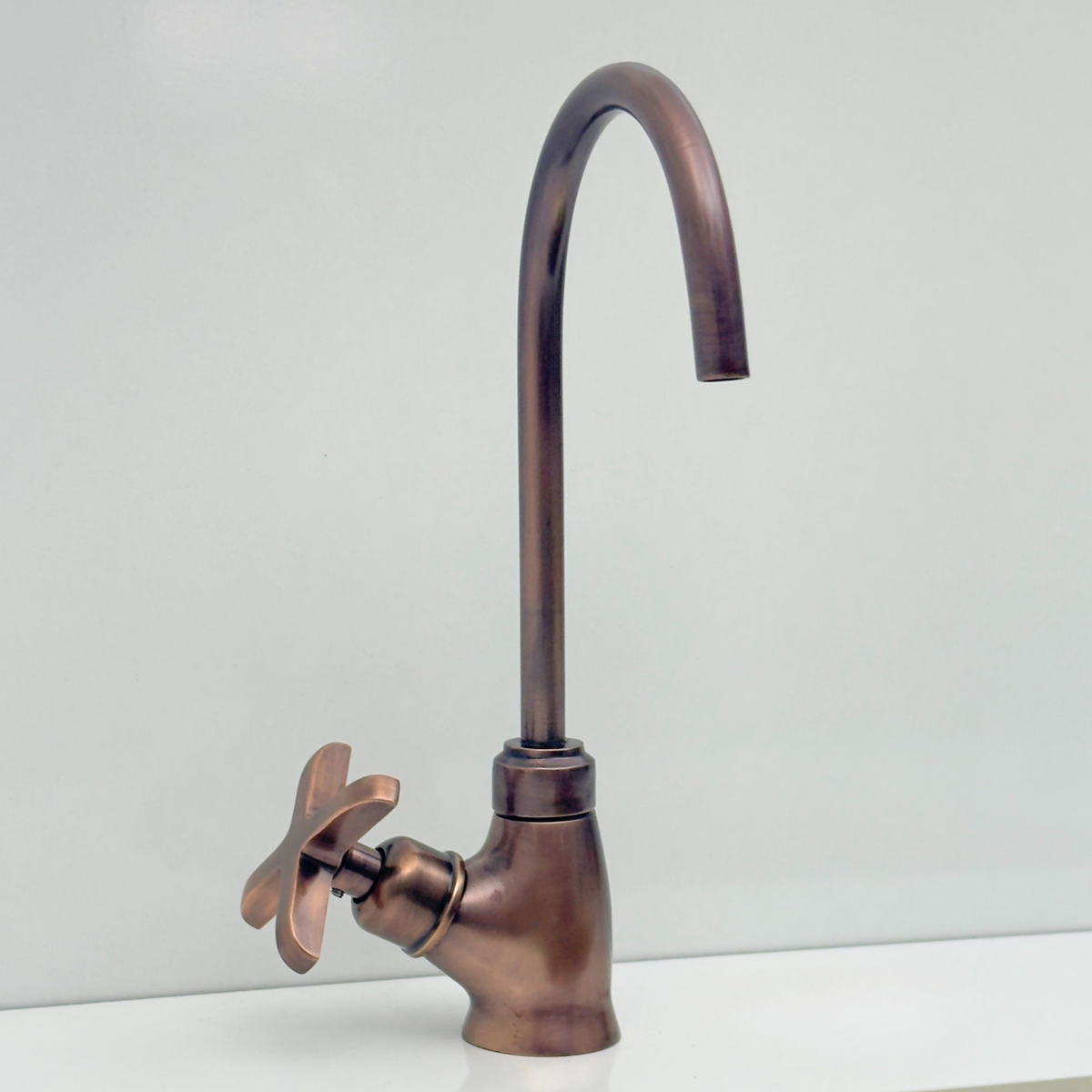 Antique Copper Cold-Water Faucet with Cross Handles – alternate view 4