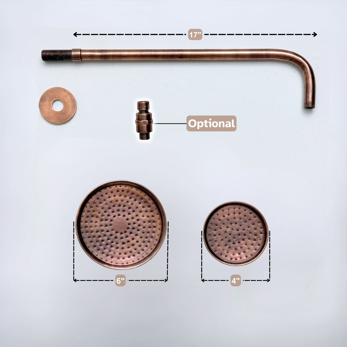 Antique Copper Rain Shower Head with Straight Arm, Adjustable Copper Shower Head - image 8