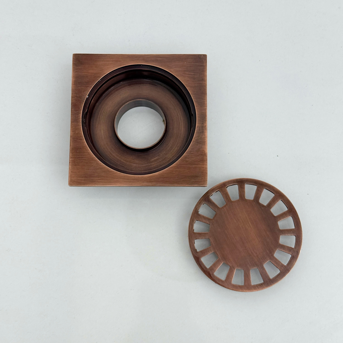 Antique Copper Shower Drain with Removable Cover, Solid Copper Square Shower Drain - image 4