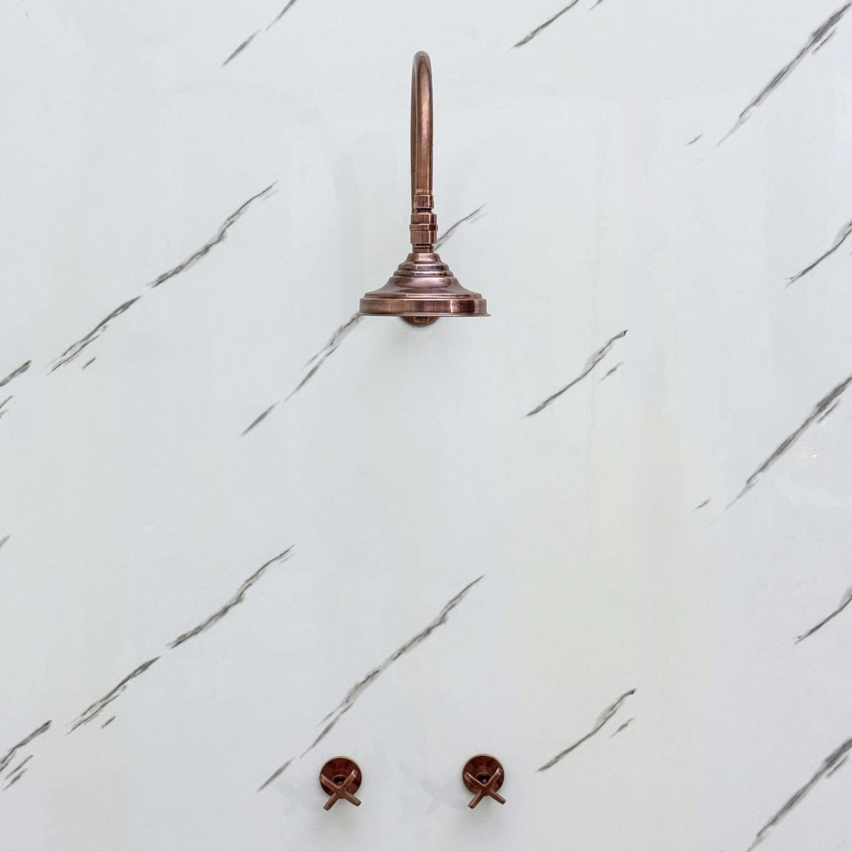 Antique Copper Adjustable Round Rain Shower System — Arcuate arm (ACCSS-003) — detail view 5