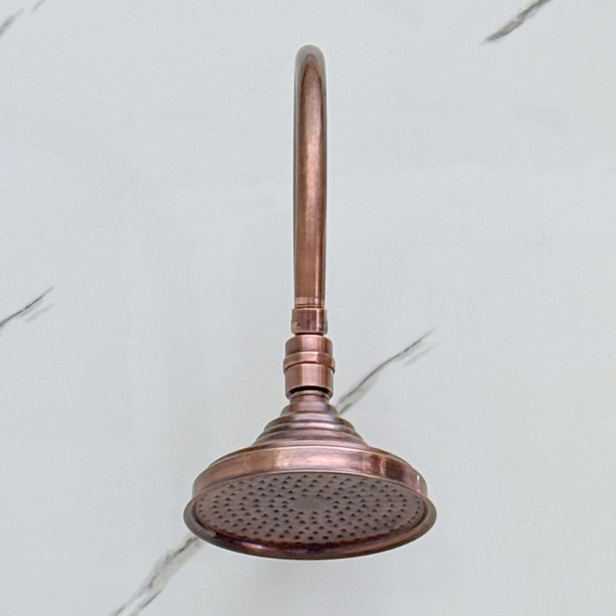 Antique Copper Adjustable Round Rain Shower System — Arcuate arm (ACCSS-003) — detail view 6