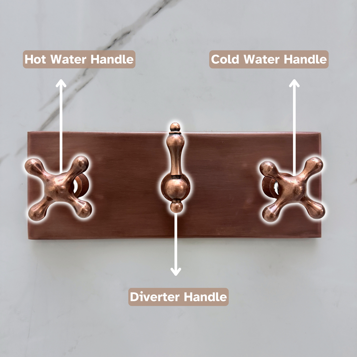 Antique Copper Adjustable Flat Round Rain Shower System with Handheld & Tub Filler — Straight arm (ACCSS-015) — detail view 12