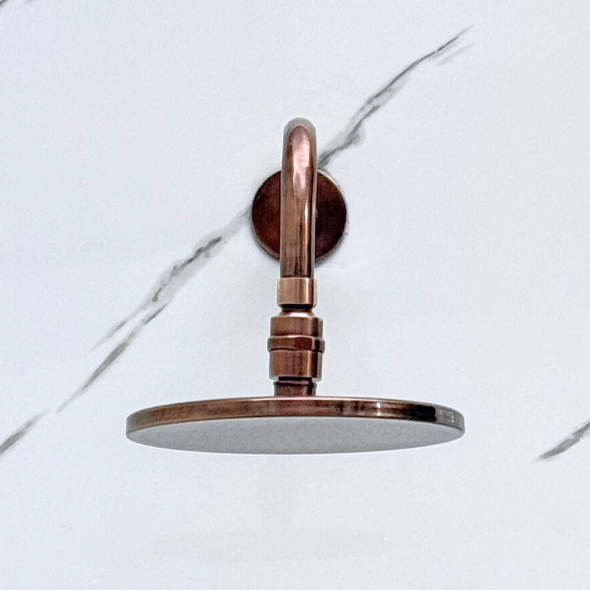 Antique Copper Adjustable Flat Round Rain Shower System with Handheld & Tub Filler — Straight arm (ACCSS-015) — detail view 6