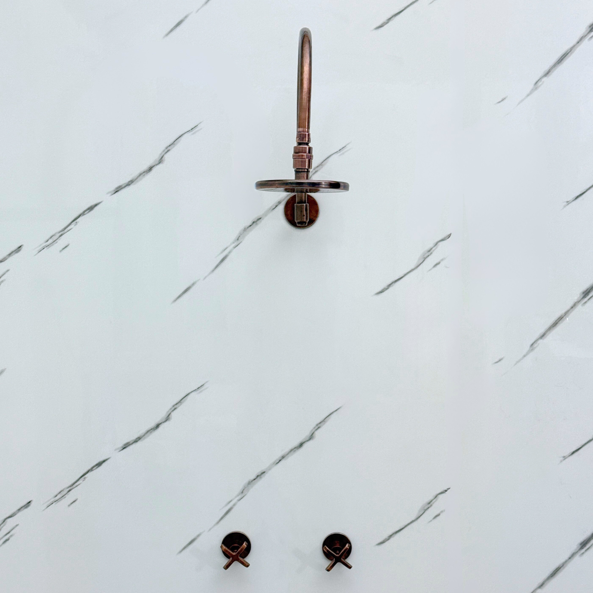 Antique Copper Flat Round Rain Shower System — Arcuate arm (ACCSS-001) — detail view 5