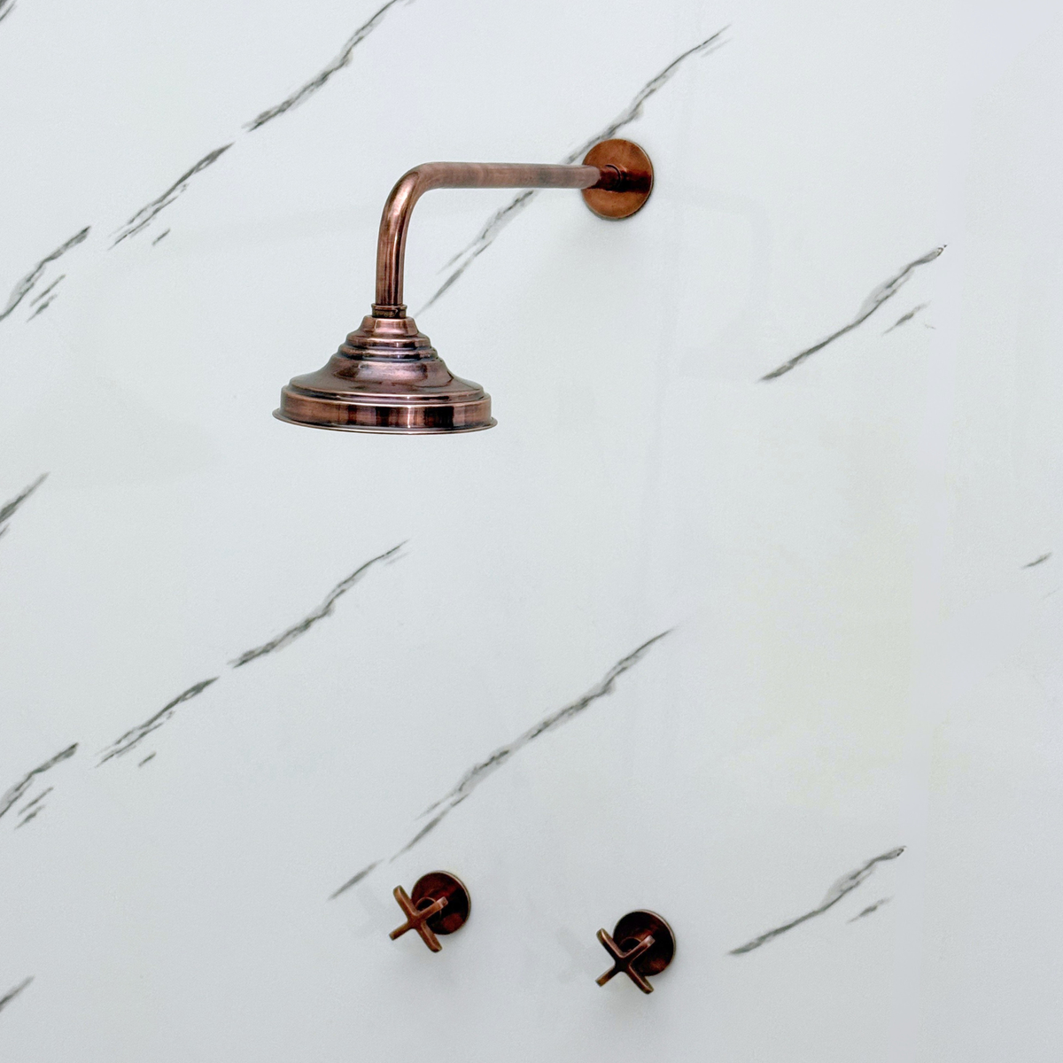Antique Copper Adjustable Round Rain Shower System — Straight arm (ACCSS-005) — detail view 9