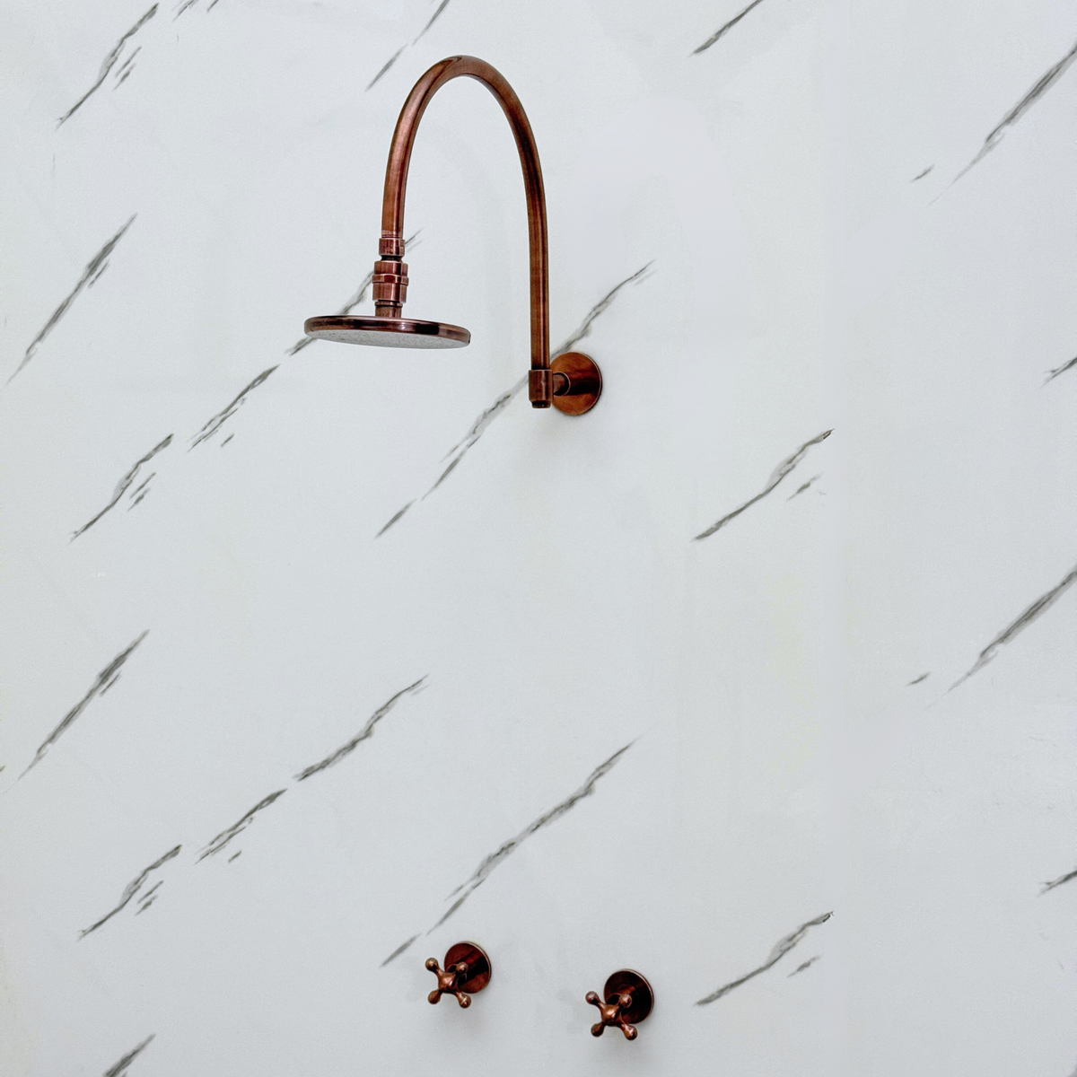 Antique Copper Flat Round Rain Shower System — Arcuate arm (ACCSS-001) — detail view 3