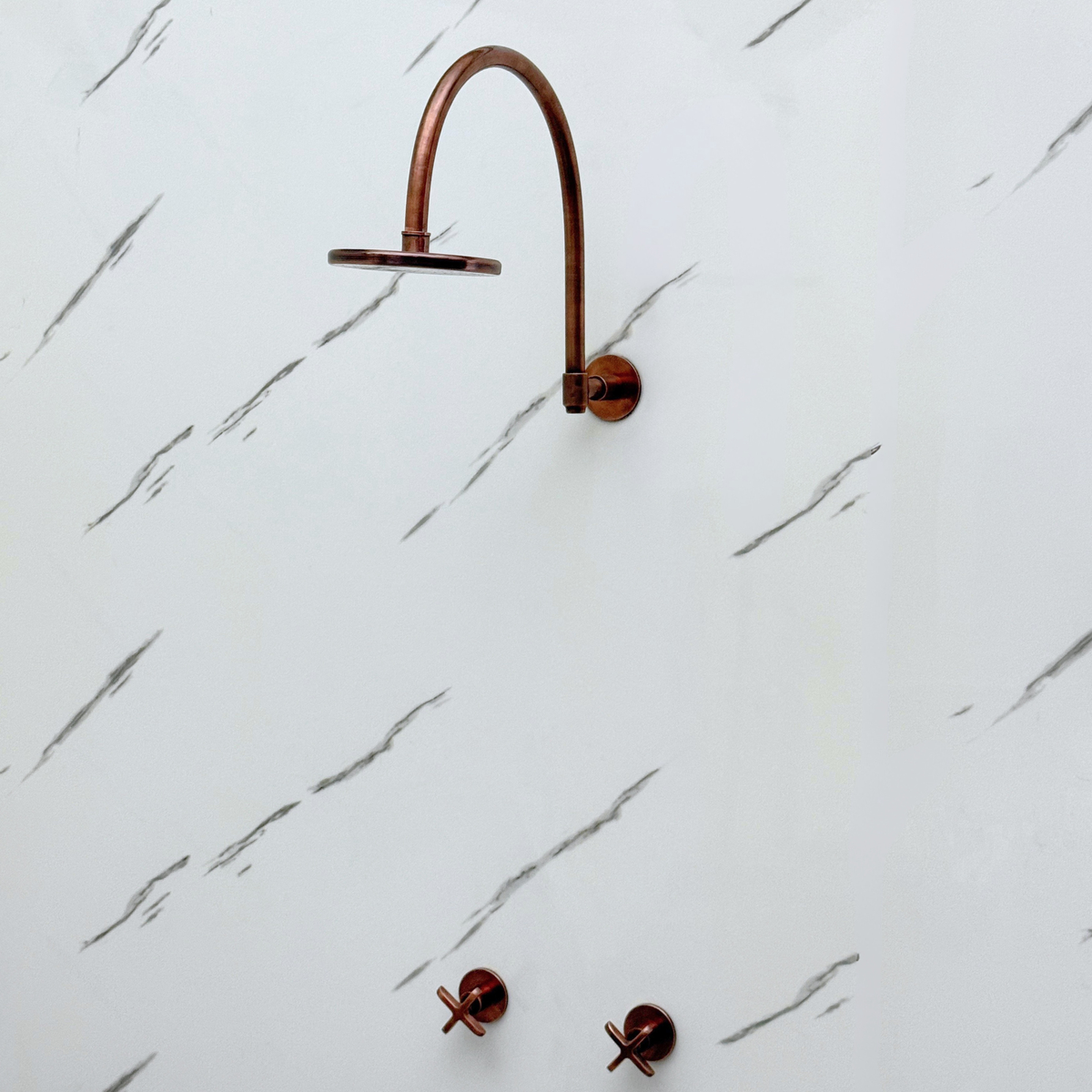 Antique Copper Flat Round Rain Shower System — Arcuate arm (ACCSS-001) — detail view 9