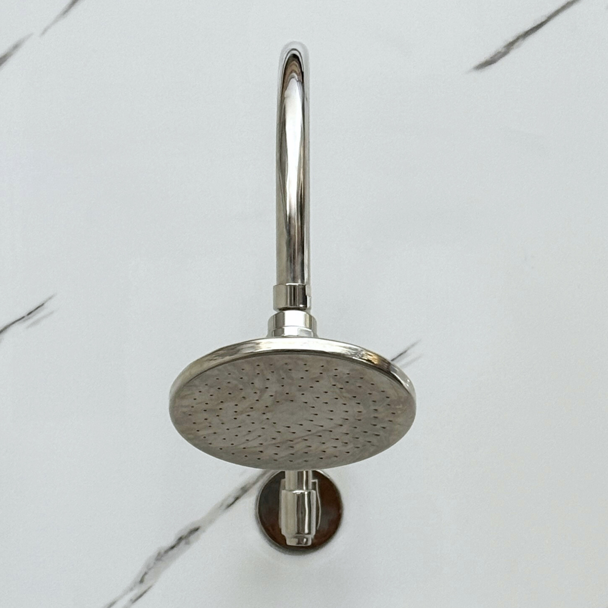Polished Nickel Flat Rain Shower Head with Arcuate Arm, Adjustable Nickel Shower Head - image 2