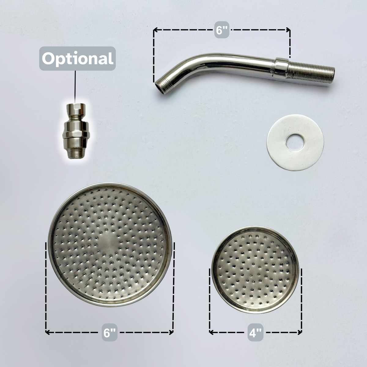 Polished Nickel Rain Shower Head with Short Arm, Adjustable Nickel Shower Head - image 7