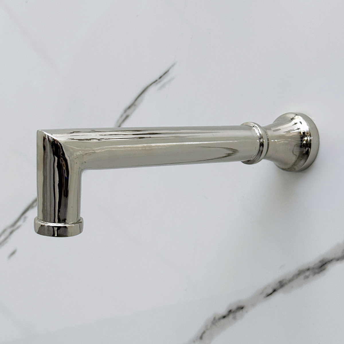 Polished Nickel Adjustable Flat Round Rain Shower System with Handheld & Tub Filler — Straight arm (PNCSS-019) — detail view 12