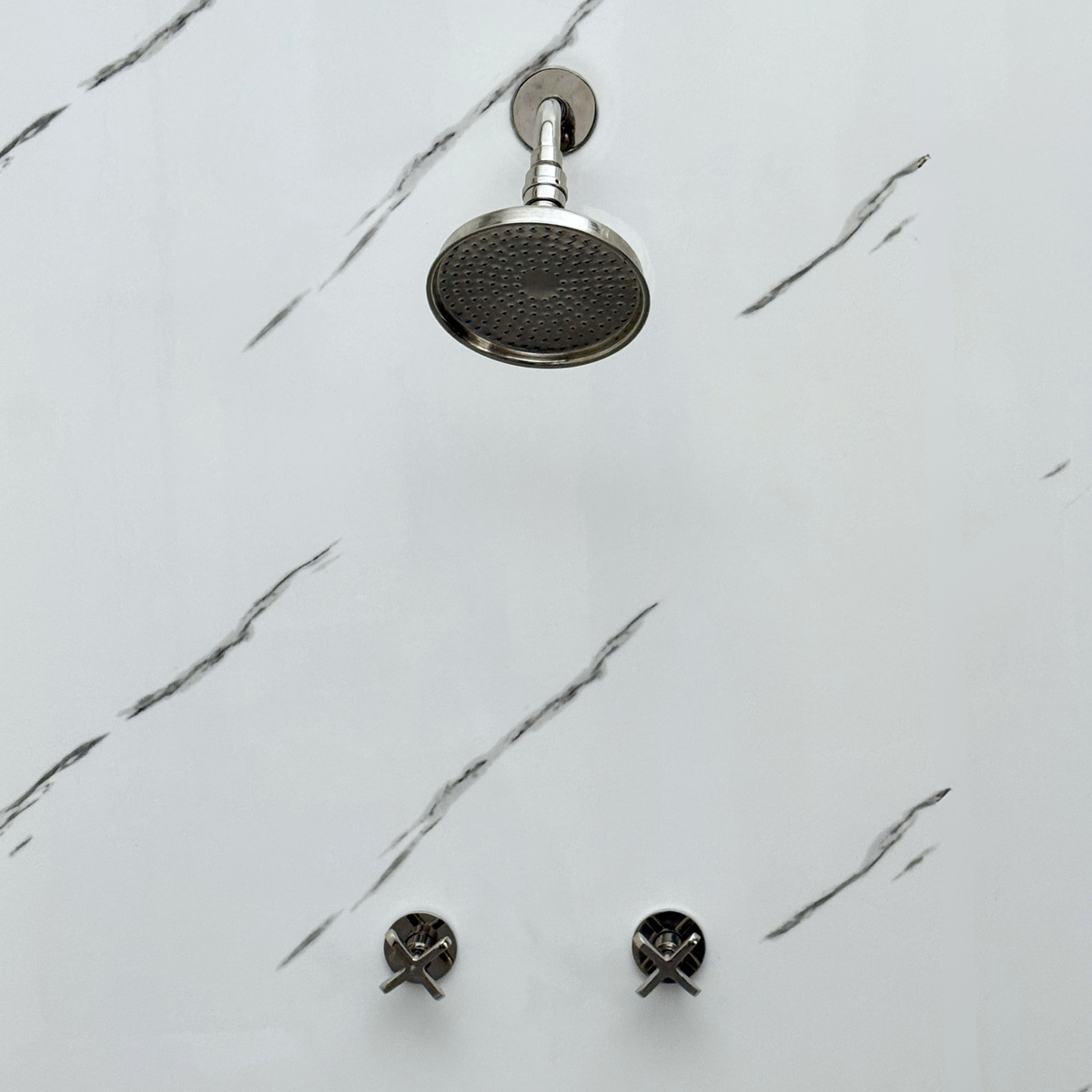 Polished Nickel Adjustable Round Rain Shower System — Short arm (PNCSS-009) — detail view 5