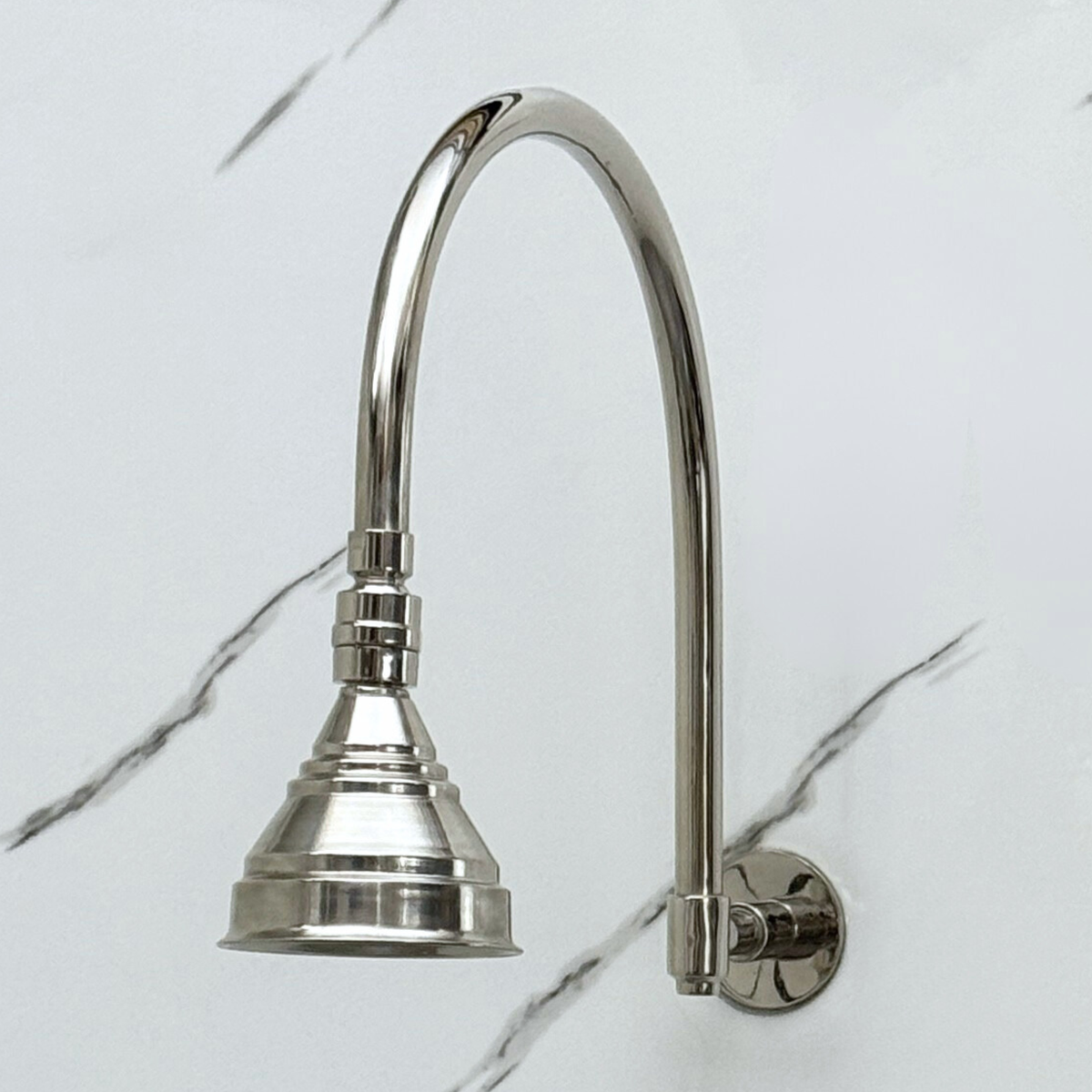 Polished Nickel Rain Shower Head with Arcuate Arm, Adjustable Nickel Shower Head - image 4