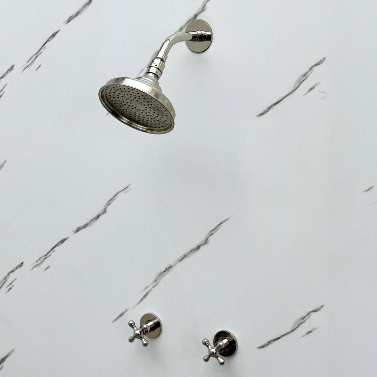 Polished Nickel Adjustable Round Rain Shower System — Short arm (PNCSS-009) — detail view 3