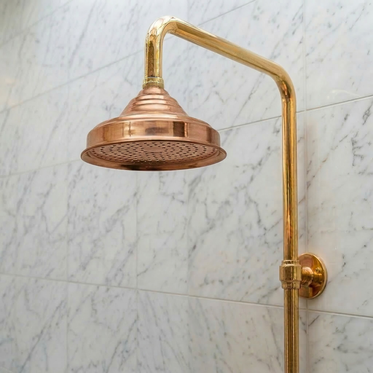 Aura Solid Copper Rain Shower Head - Unlacquered Living Finish - image 1