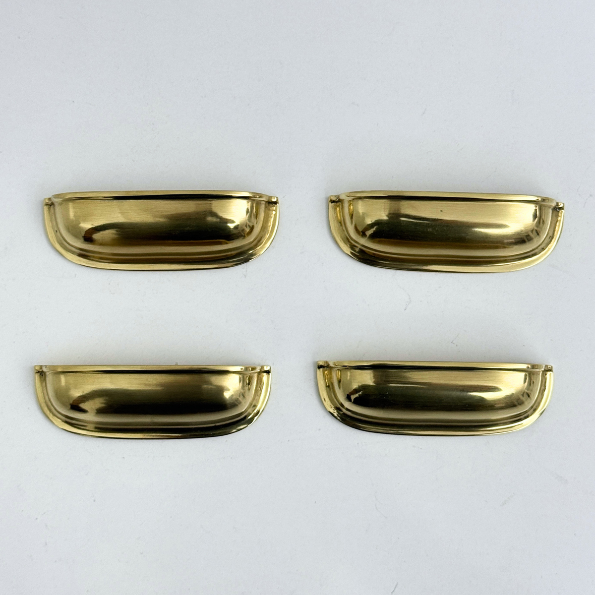 Unlacquered Brass Cup Pull Handles, Solid Brass Kitchen Bin Pull - image 4