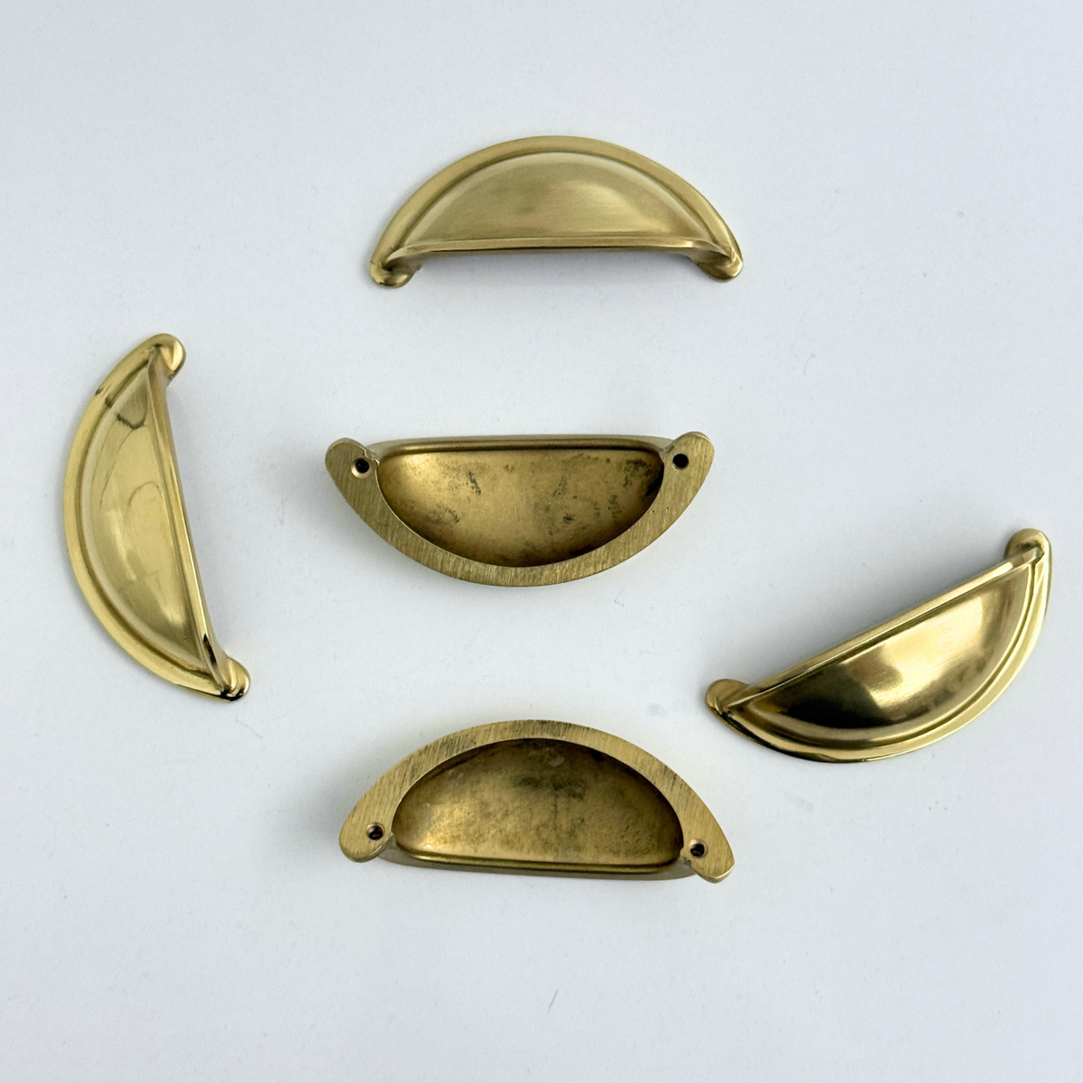 Unlacquered Brass Cup Pull Handles, Solid Brass Kitchen Bin Pull - image 6