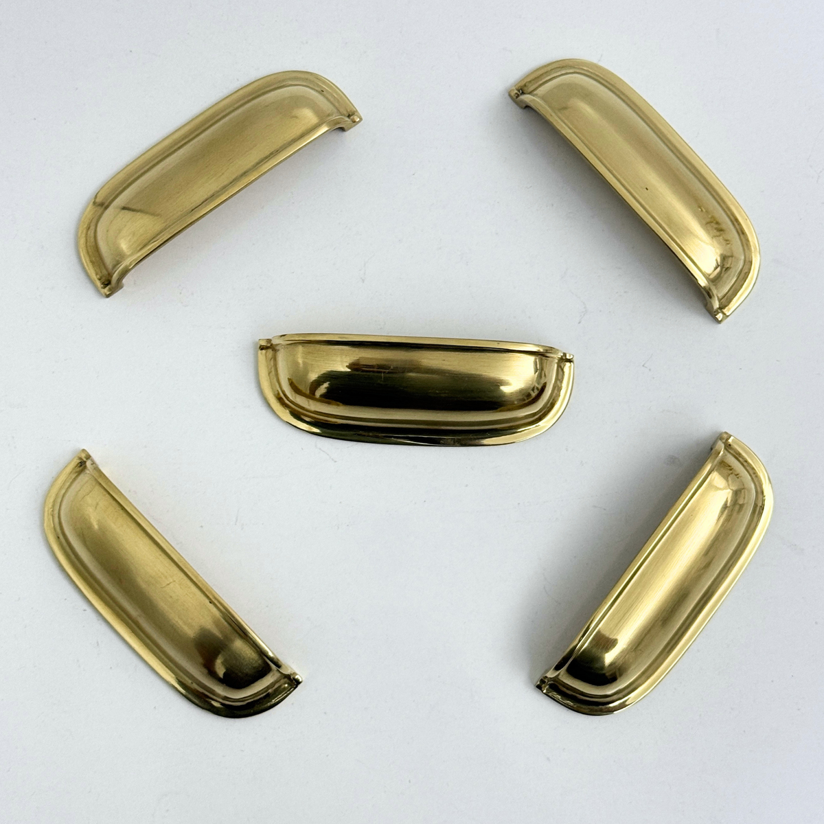Unlacquered Brass Cup Pull Handles, Solid Brass Kitchen Bin Pull - image 6