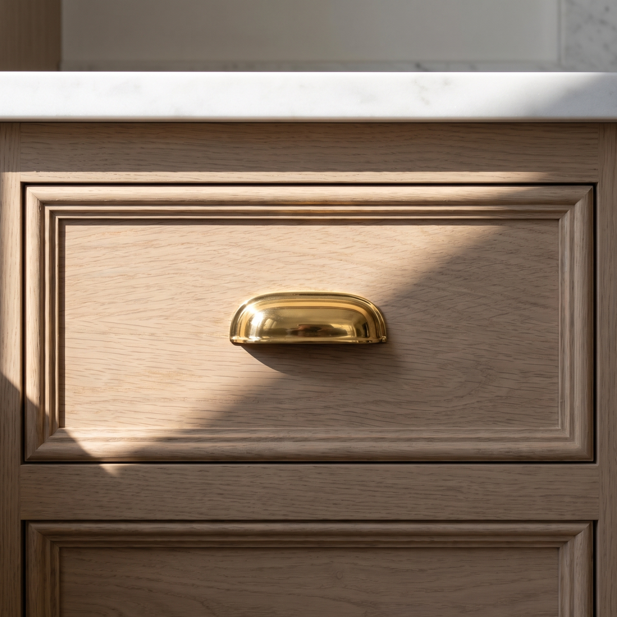 Unlacquered Brass Cup Pull Handles, Solid Brass Kitchen Bin Pull - image 1