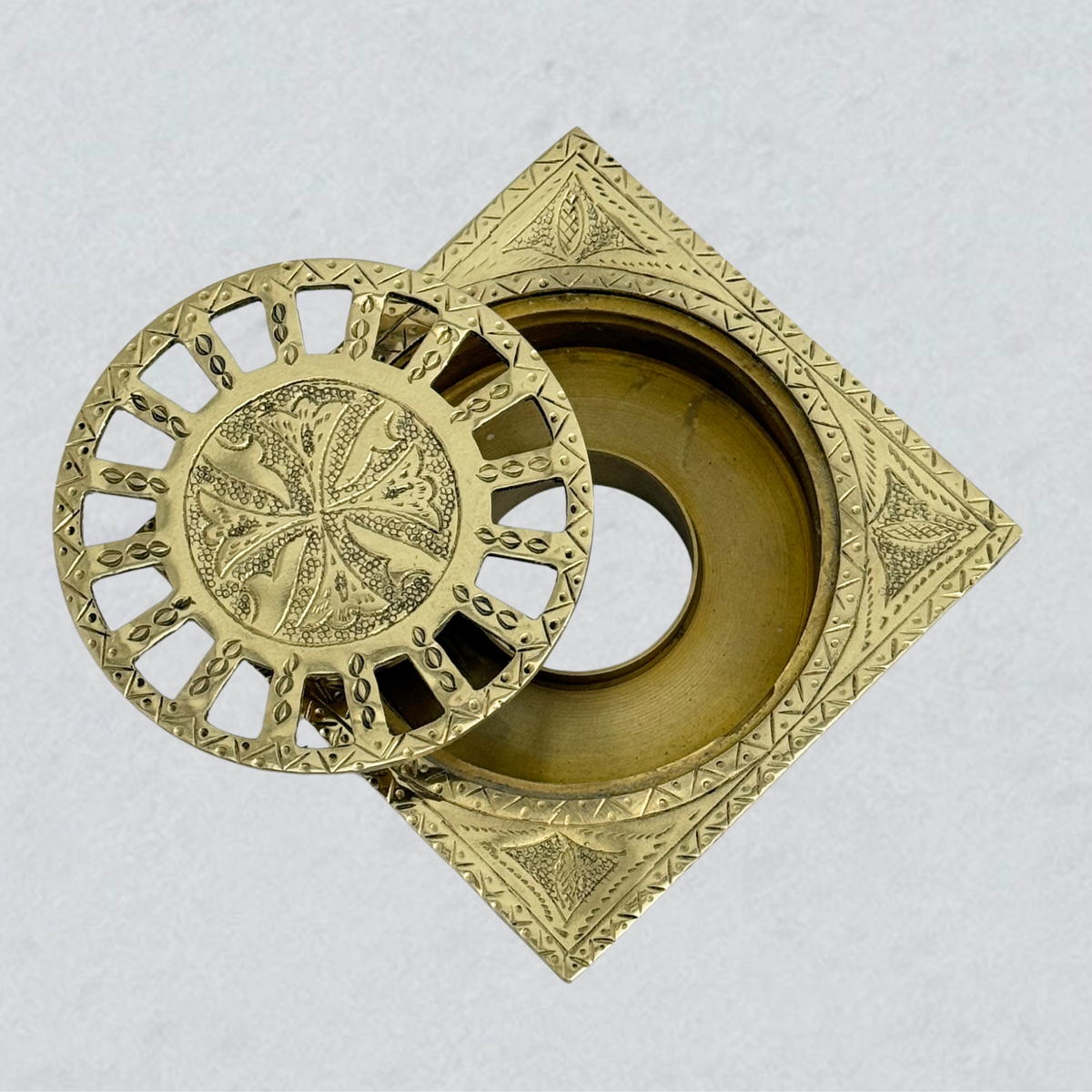 Unlacquered Brass Engraved Shower Drain with Removable Cover, Solid Brass Square Shower Drain - image 4