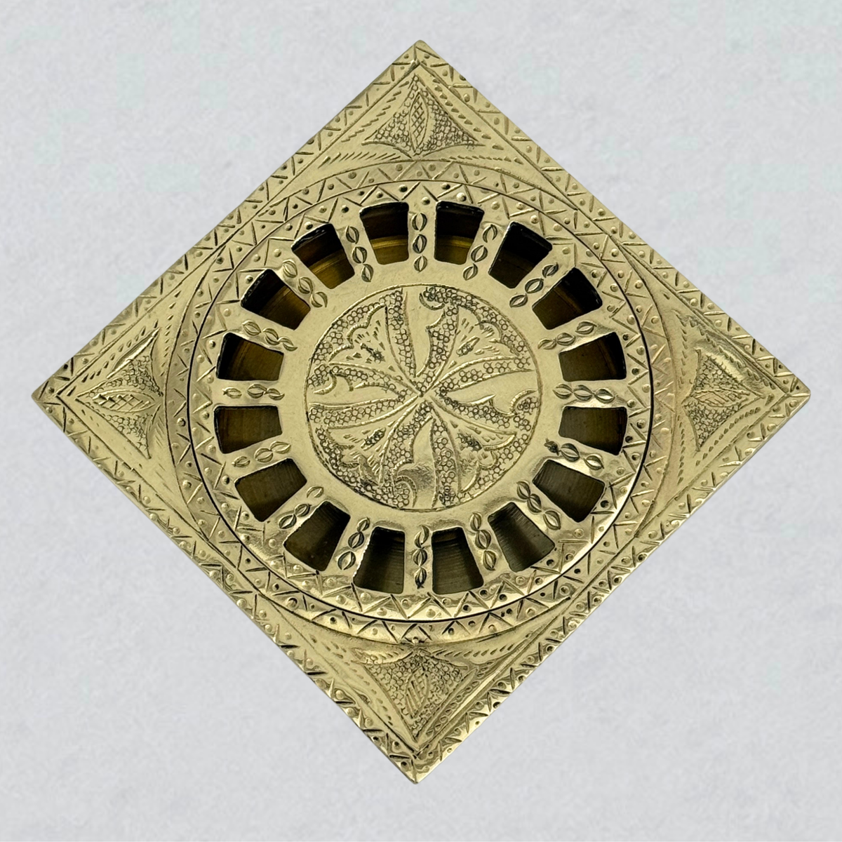 Unlacquered Brass Engraved Shower Drain with Removable Cover, Solid Brass Square Shower Drain - image 6