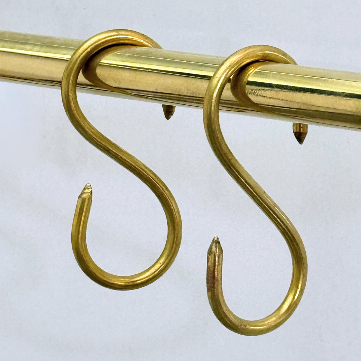 Unlacquered Brass Hanging Pot Rack, Kitchen Hook Rail, Wall Mount Rail with hooks - image 4
