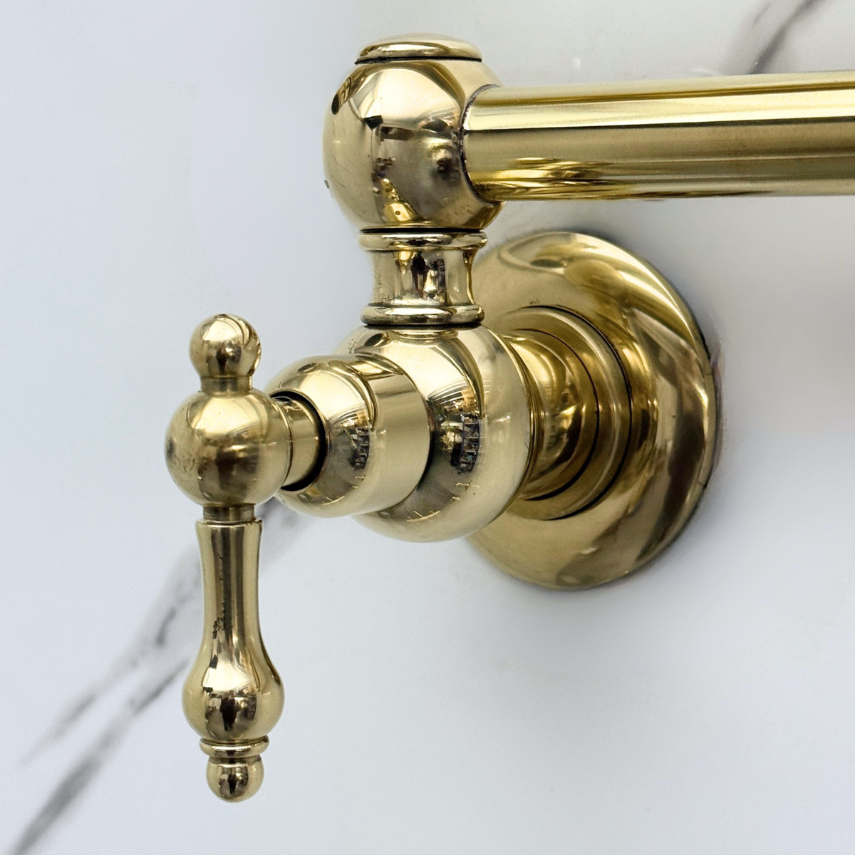 Unlacquered Brass Wall-Mount Pot Filler with Lever Handles – alternate view 10