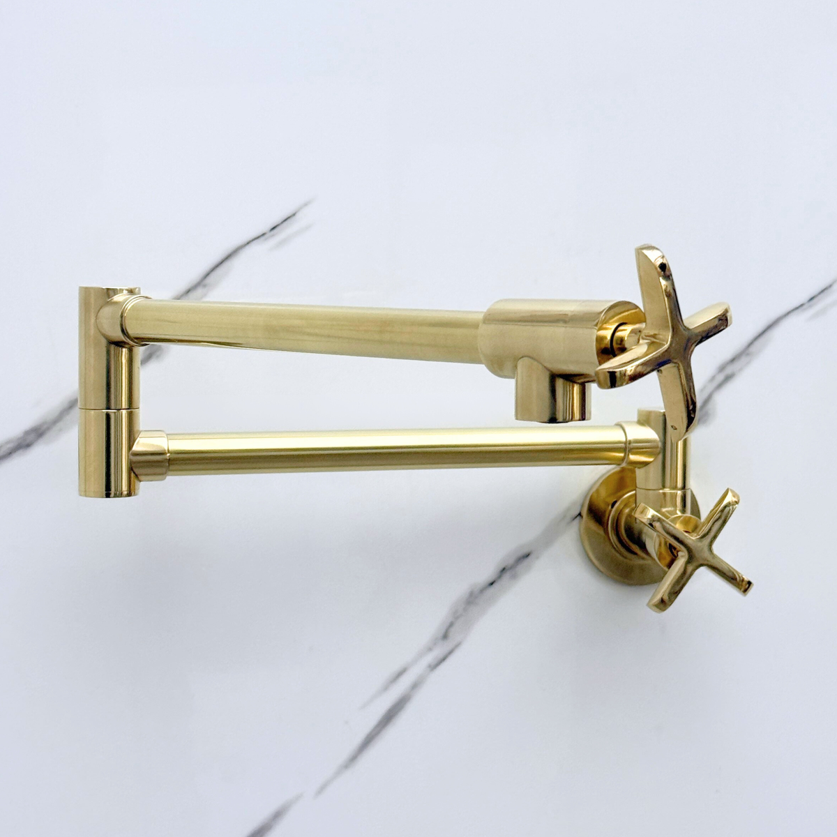 Unlacquered Brass Swing-Arm Pot Filler with Cross Handles – alternate view 9