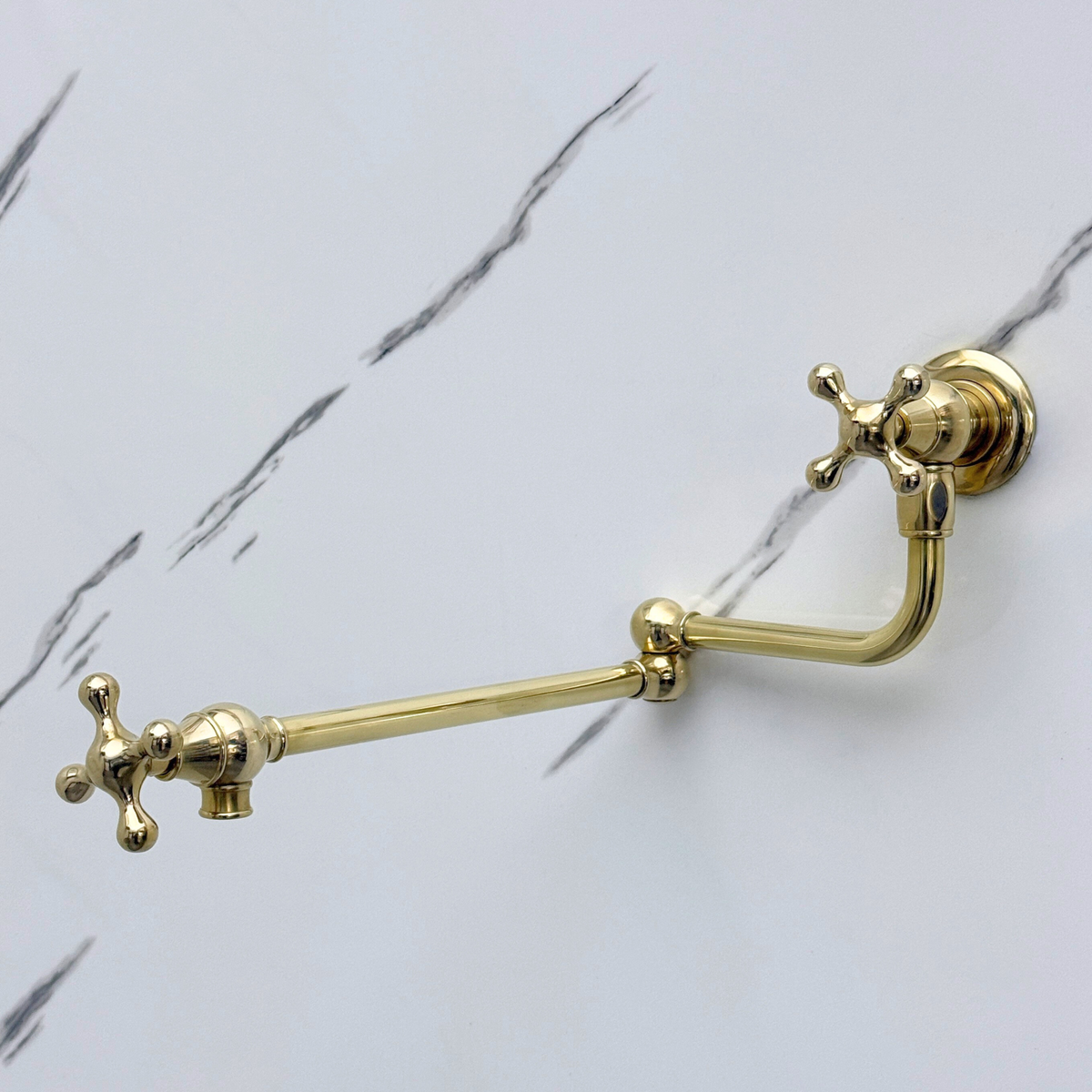Unlacquered Brass Pot Filler with Cross Handles – alternate view 3