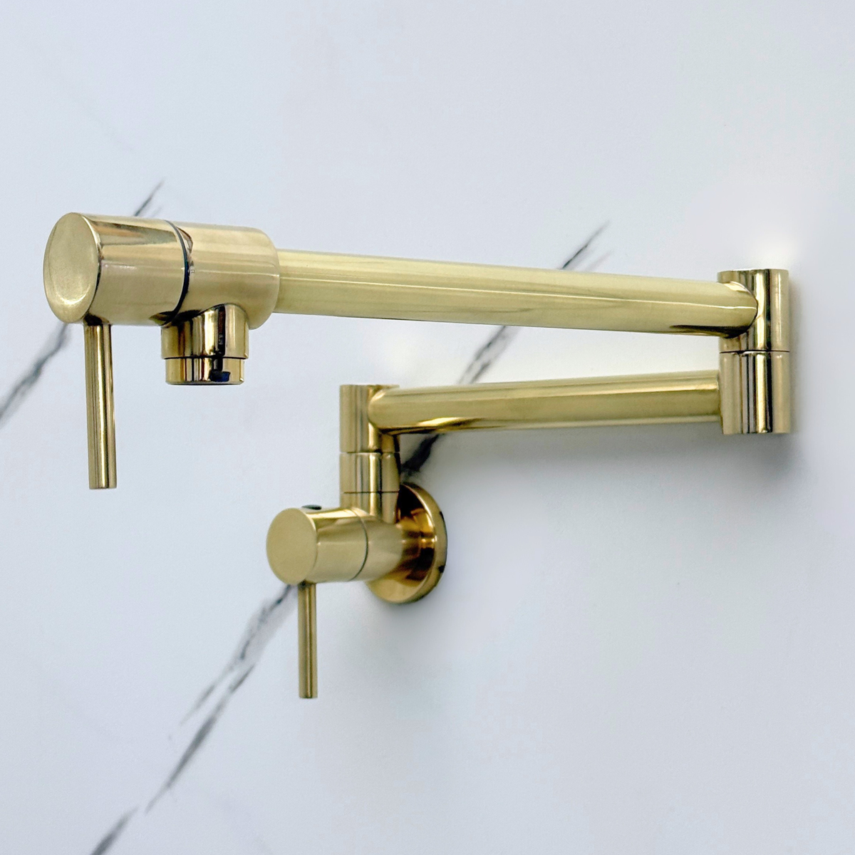 Unlacquered Brass Double-Joint Pot Filler with Lever Handles – alternate view 3