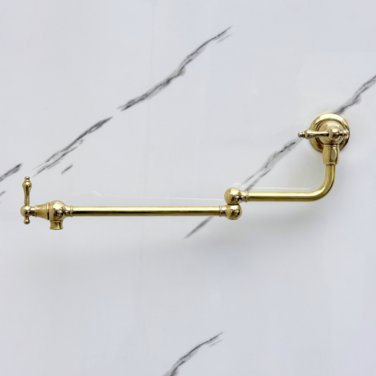 Unlacquered Brass Pot Filler with Lever Handles – alternate view 5