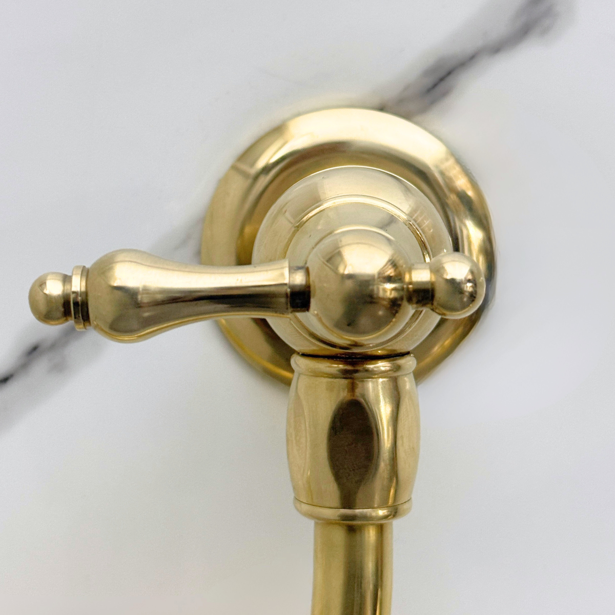 Unlacquered Brass Pot Filler with Lever Handles – alternate view 6