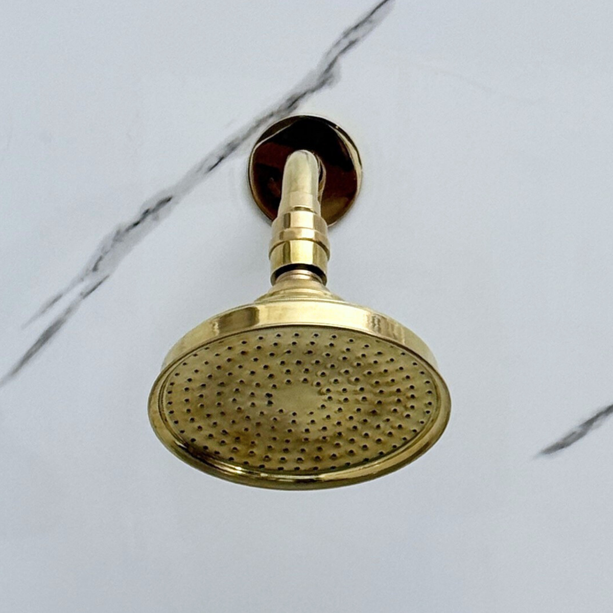 Unlacquered Brass Round Rain Shower Head with Short Arm - image 2