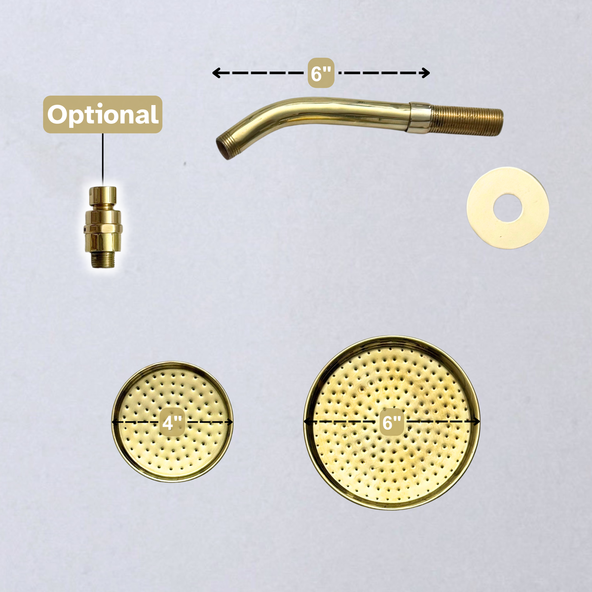Unlacquered Brass Round Rain Shower Head with Short Arm - image 8