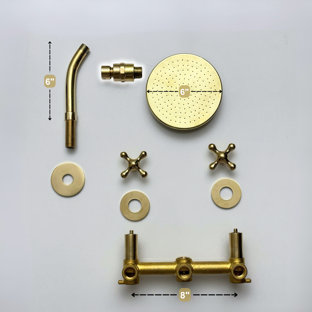 Unlacquered Brass Adjustable Flat Round Rain Shower System — Short arm (UBCSS-007) — detail view 11