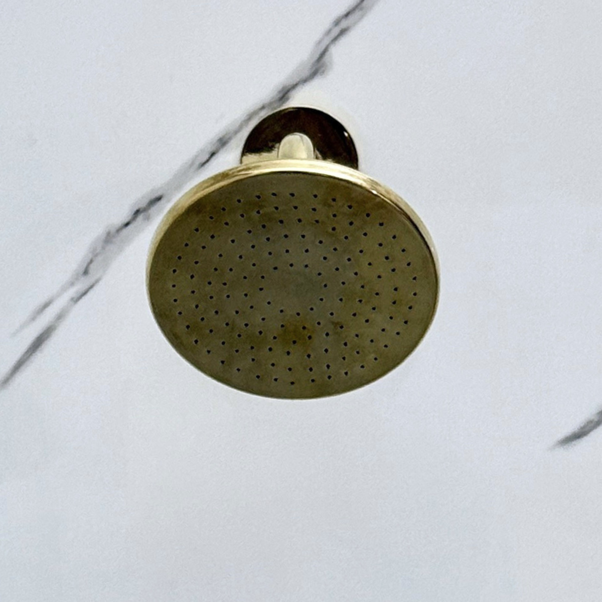 Unlacquered Brass Adjustable Flat Round Rain Shower System — Short arm (UBCSS-007) — detail view 6