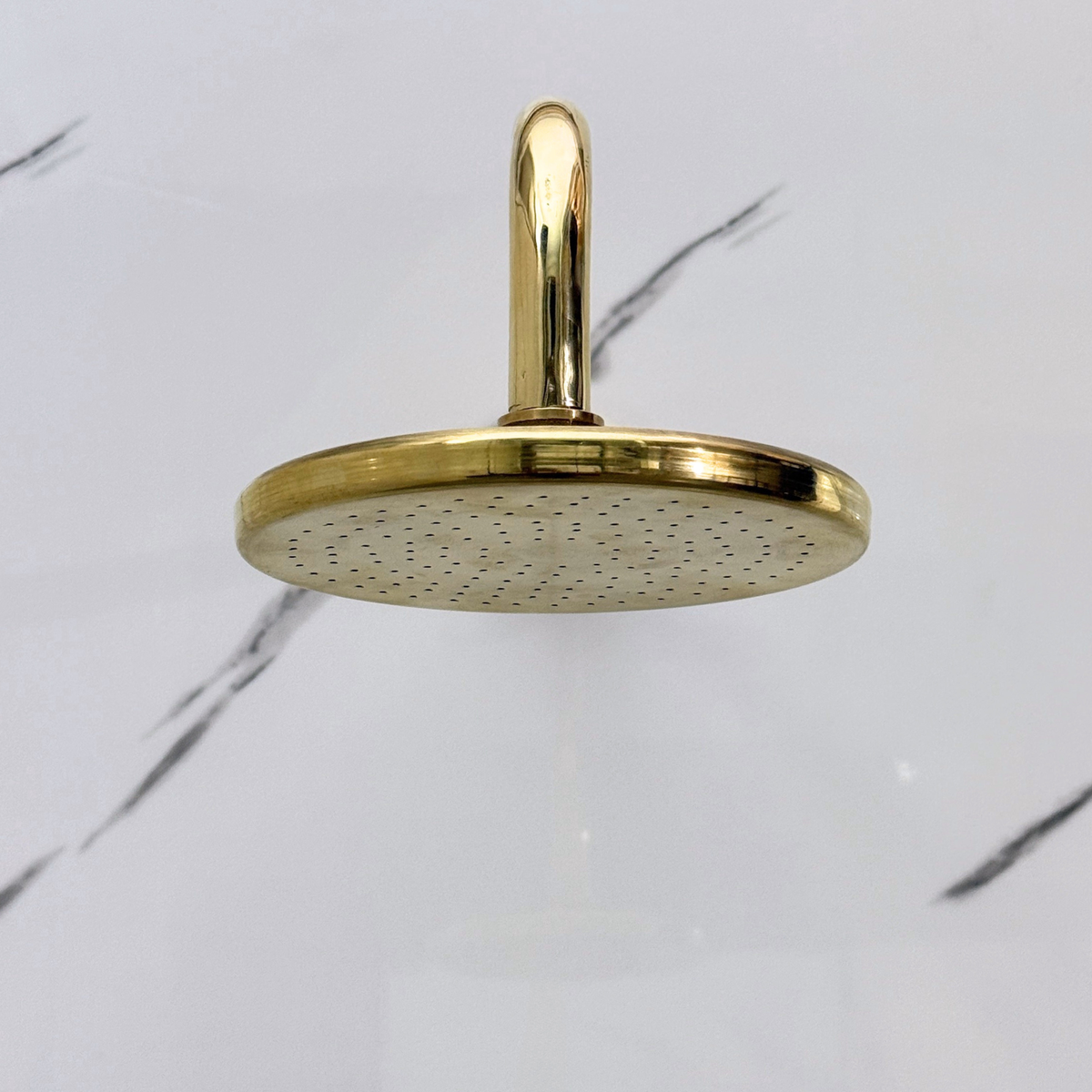 Unlacquered Brass Adjustable Flat Round Rain Shower System — Straight arm (UBCSS-004) — detail view 6
