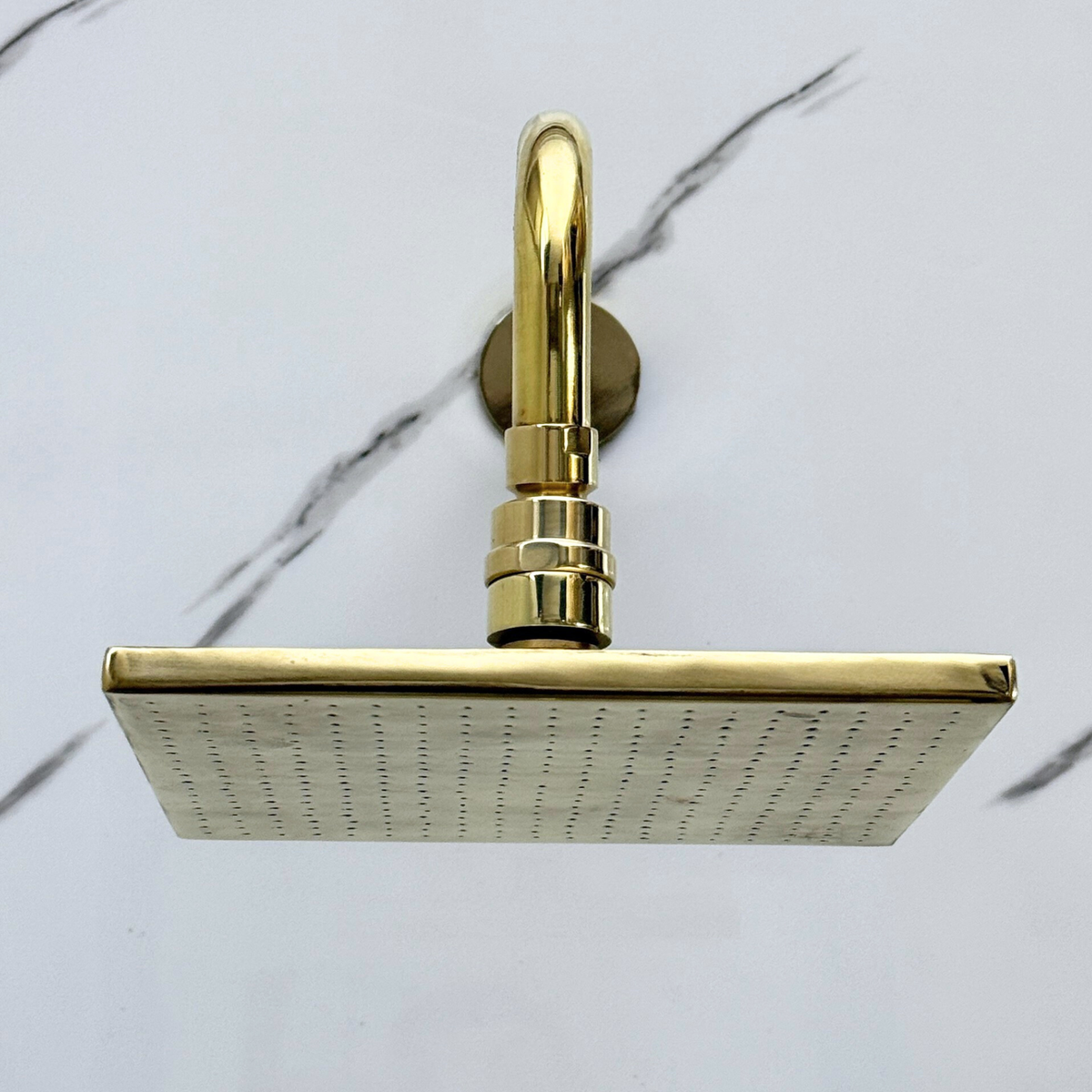 Unlacquered Brass Adjustable Square Rain Shower System with Handheld — Straight arm (UBCSS-017) — detail view 6