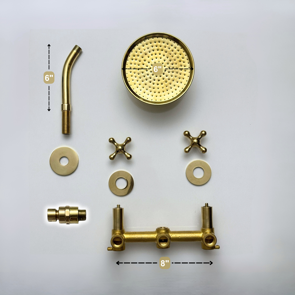 Unlacquered Brass Adjustable Round Rain Shower System — Short arm (UBCSS-009) — detail view 11