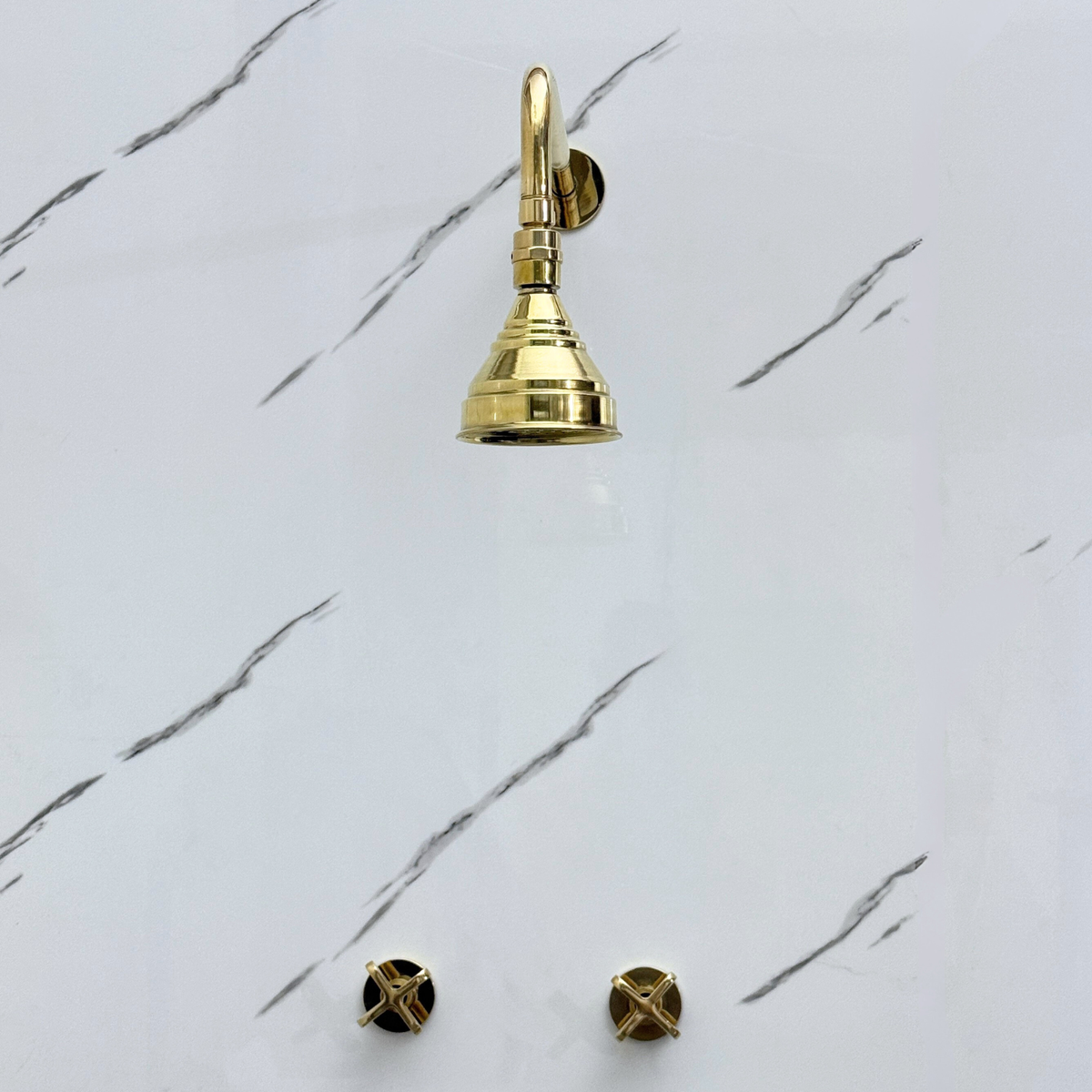 Unlacquered Brass Adjustable Round Rain Shower System — Straight arm (UBCSS-006) — detail view 5