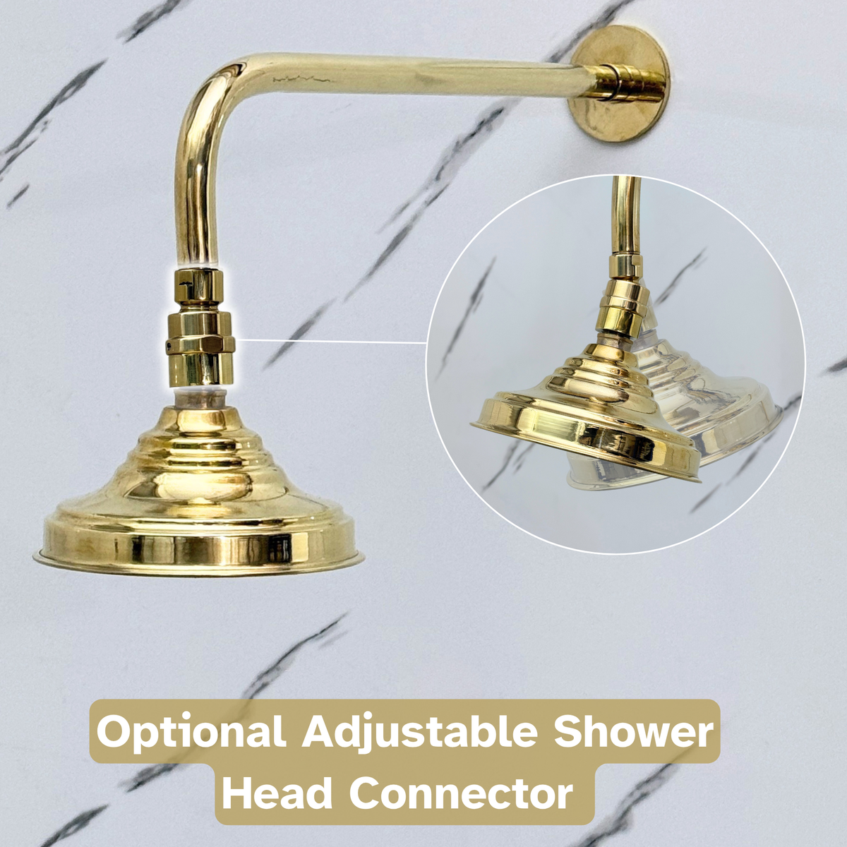 Unlacquered Brass Adjustable Round Rain Shower System — Straight arm (UBCSS-005) — detail view 10