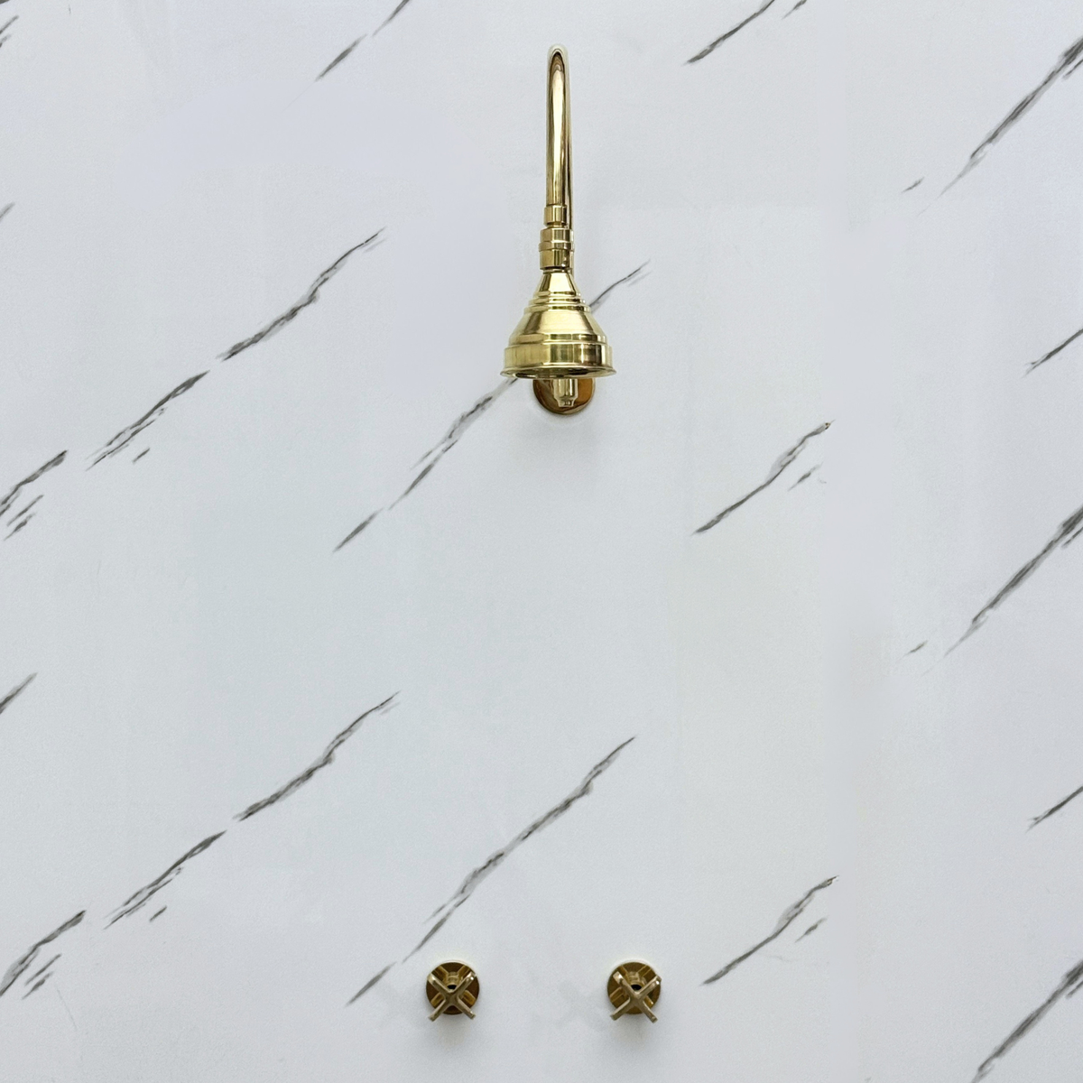 Unlacquered Brass Adjustable Round Rain Shower System — Arcuate arm (UBCSS-002) — detail view 5