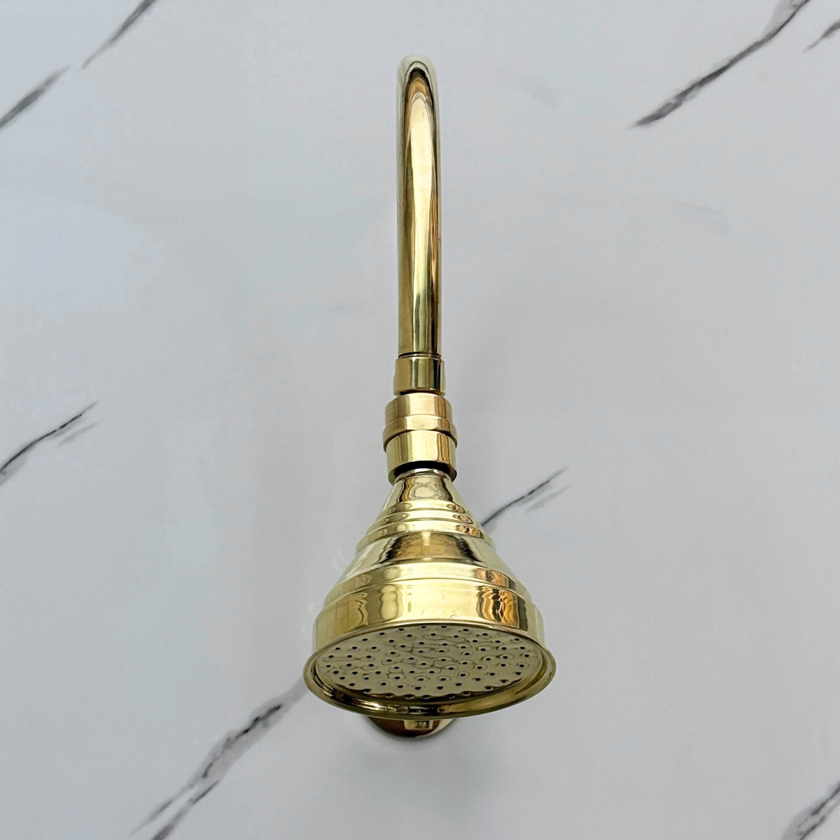 Unlacquered Brass Adjustable Round Rain Shower System — Arcuate arm (UBCSS-002) — detail view 6