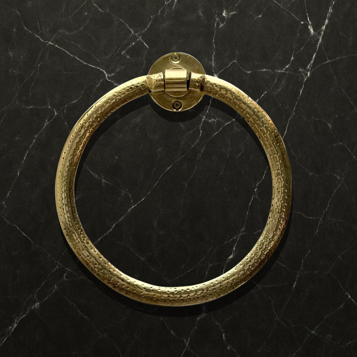Unlacquered Brass Towel Holder, Brass Hammered Towel Hanger, Bathroom Wall Mounted Towel Ring - image 1