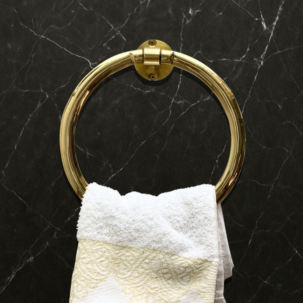 Unlacquered Brass Towel Holder, Solid Brass Towel Hanger, Bathroom Wall Mounted Towel Ring - image 3