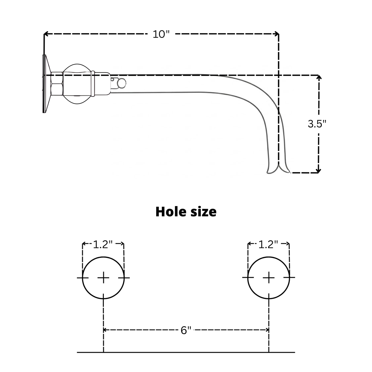 10" Ball-Center unlacquered brass wall faucet, 6" spread with lever handles – alternate view 11