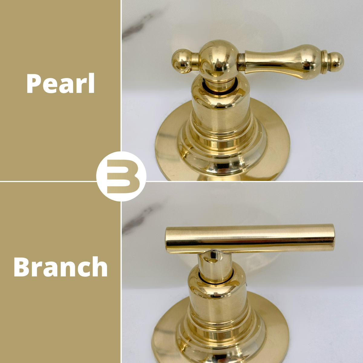 Curved unlacquered brass widespread faucet, 6.5" reach with lever handles – alternate view 10