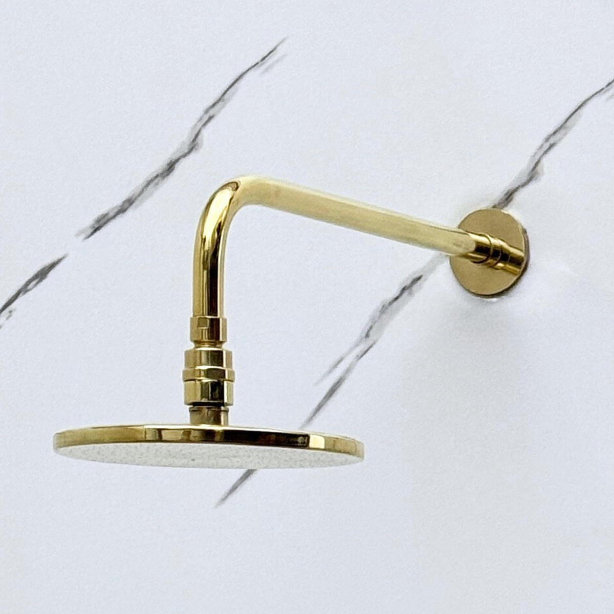 Unlacquered Brass Flat Rain Shower Head with Straight Arm, Adjustable Brass Shower Head - image 1